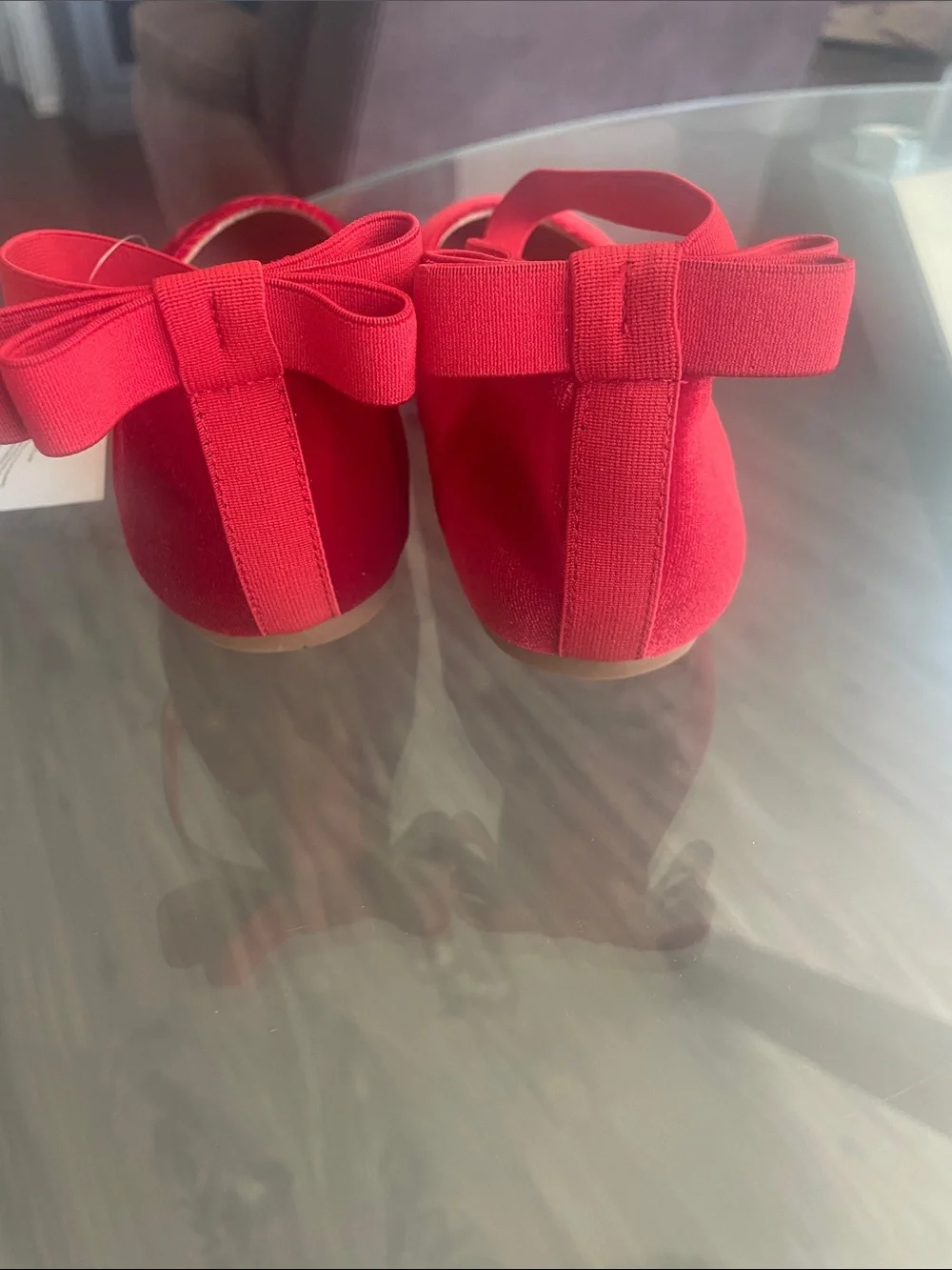 Source Unknown Red Ballet Flats with Bow Ankle Ties